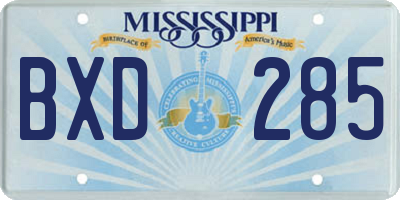 MS license plate BXD285