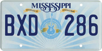 MS license plate BXD286