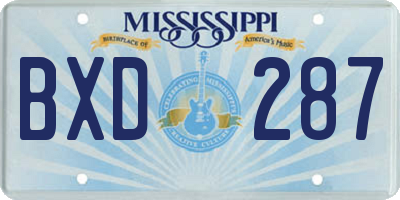 MS license plate BXD287