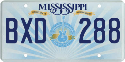 MS license plate BXD288