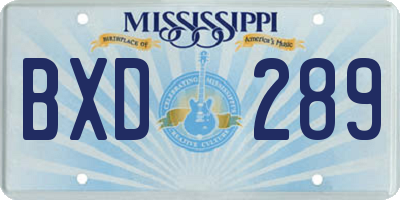 MS license plate BXD289