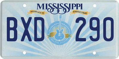 MS license plate BXD290