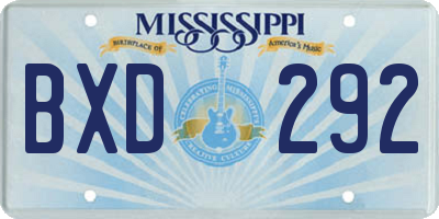 MS license plate BXD292