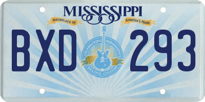 MS license plate BXD293
