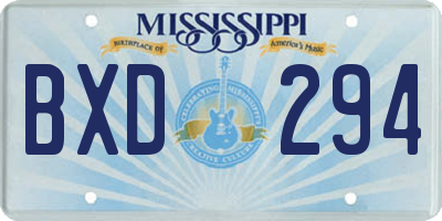 MS license plate BXD294