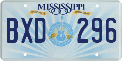 MS license plate BXD296