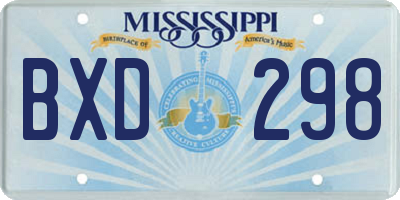 MS license plate BXD298