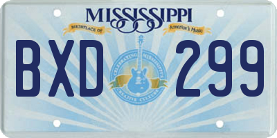 MS license plate BXD299