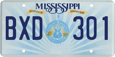 MS license plate BXD301
