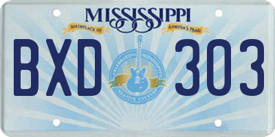 MS license plate BXD303