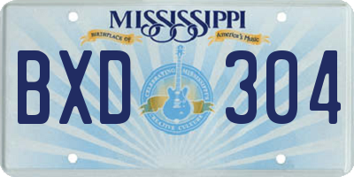 MS license plate BXD304