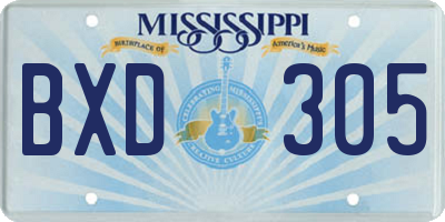 MS license plate BXD305
