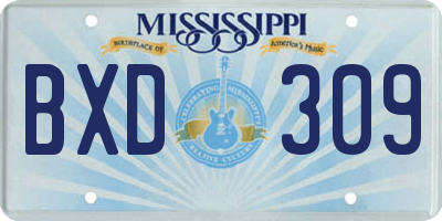 MS license plate BXD309