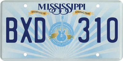 MS license plate BXD310
