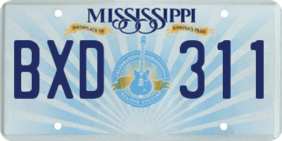 MS license plate BXD311