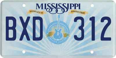 MS license plate BXD312