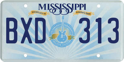 MS license plate BXD313