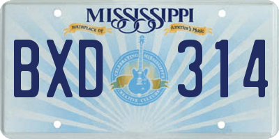 MS license plate BXD314
