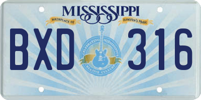 MS license plate BXD316