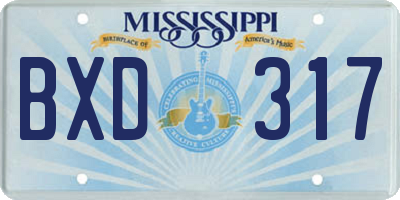 MS license plate BXD317