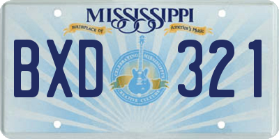 MS license plate BXD321
