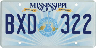MS license plate BXD322