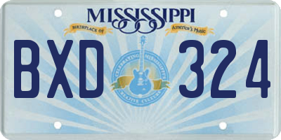MS license plate BXD324