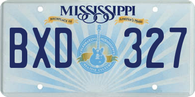 MS license plate BXD327