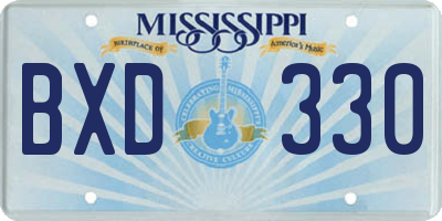 MS license plate BXD330