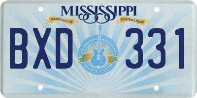 MS license plate BXD331