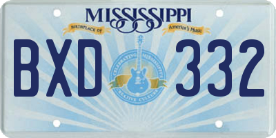 MS license plate BXD332