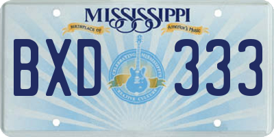 MS license plate BXD333