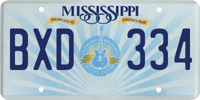 MS license plate BXD334