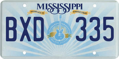MS license plate BXD335