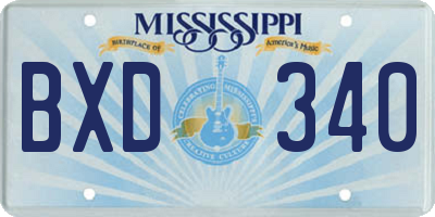 MS license plate BXD340