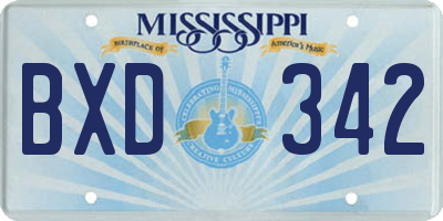 MS license plate BXD342