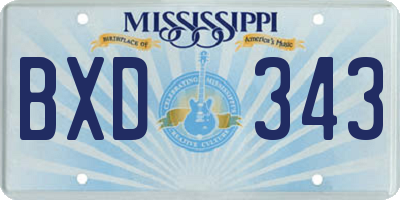 MS license plate BXD343