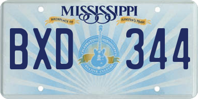 MS license plate BXD344