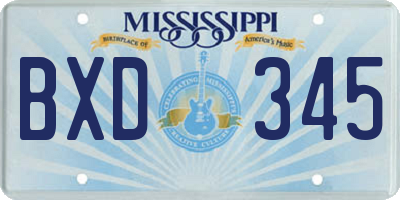 MS license plate BXD345