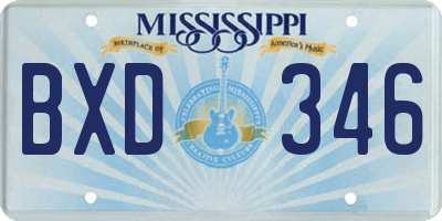 MS license plate BXD346