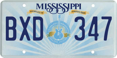 MS license plate BXD347