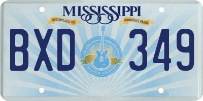MS license plate BXD349