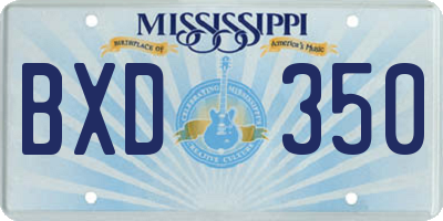 MS license plate BXD350