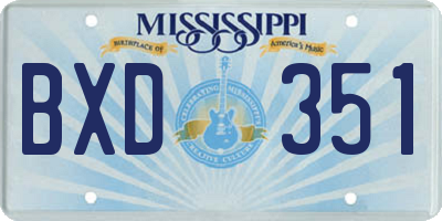 MS license plate BXD351