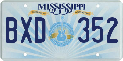 MS license plate BXD352