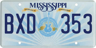 MS license plate BXD353