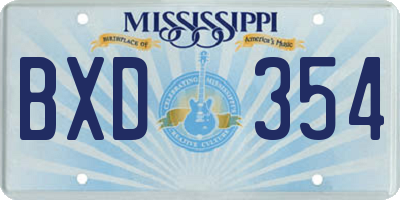 MS license plate BXD354