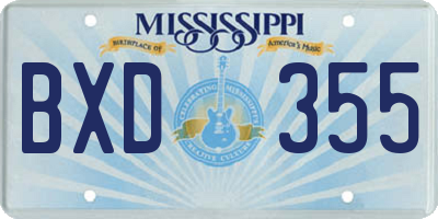 MS license plate BXD355