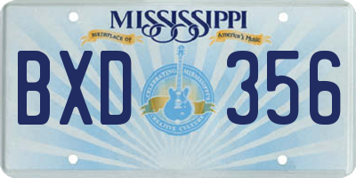 MS license plate BXD356