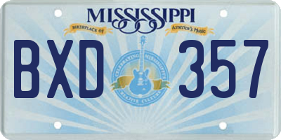 MS license plate BXD357